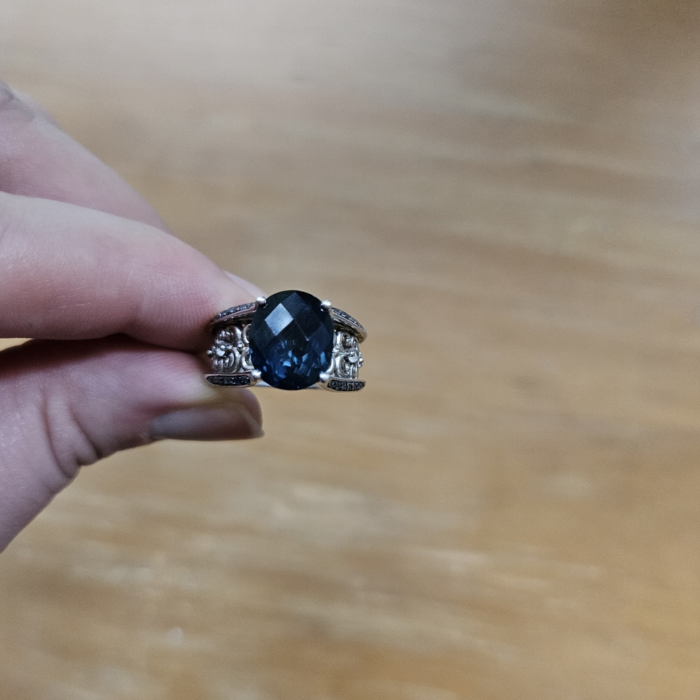 Victoria Wieck 5.33ct London Blue Topaz & Gem/Blue diamond Bridge Ring Size 7 - Picture 12 of 17
